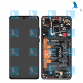 P30 - LCD + Chassis + Batterie - 02354HLT - Black - Huawei P30 (ELE-L29) - service pack