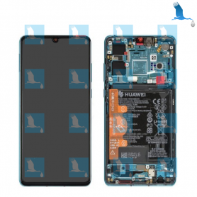 P30 - LCD + Frame + Akku - 02354HRH - Blue (Aurora Blue) - Huawei P30 (ELE-L29) - service pack