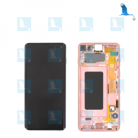 LCD, Touchscreen, Frame - GH82-18850D,GH82-18835D - Flamingo Pink - Samsung S10 - G973F