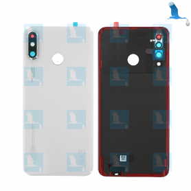 Back cover glass with lens - 02352RQB - White (Pearl white) - Huawei P30 Lite (MAR-LX1M) - service pack