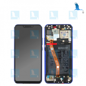 P Smart+, LCD + Frame + Batterie - 02352BUH -  Blue - Huawei P Smart + (INE-LX1) - original - qor
